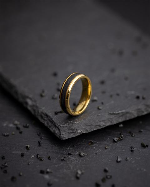 6 mm Gold-Titanring mit geschmiedetem Kohlenstoff - Rota Gold Carbon